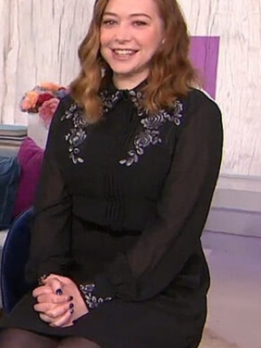 Ted Baker Black Long Sleeve Embroidered Dress